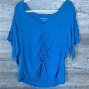 Soft Surroundings Vibrant Blue Ruched Blouse